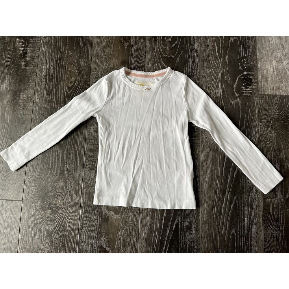 Mini Boden Rosebud Long Sleeve T-Shirt White, size 6-7 Y